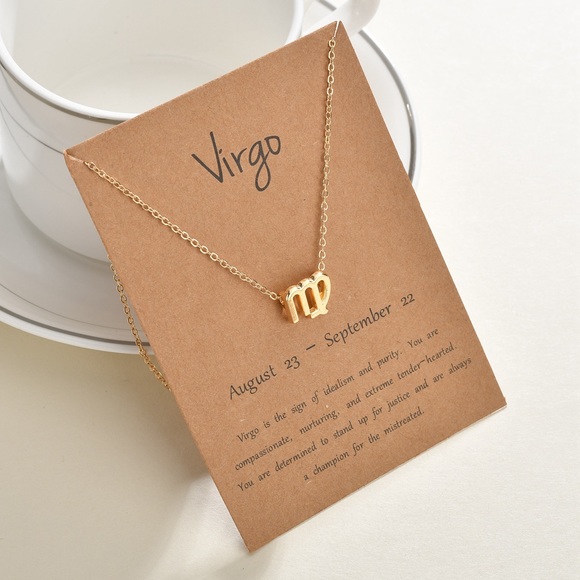 ♍️ Virgo Zodiac Pendant Gold Tone Chain Necklace - Picture 3 of 4